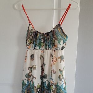 Colorful Paisley Spaghetti Strap Dress